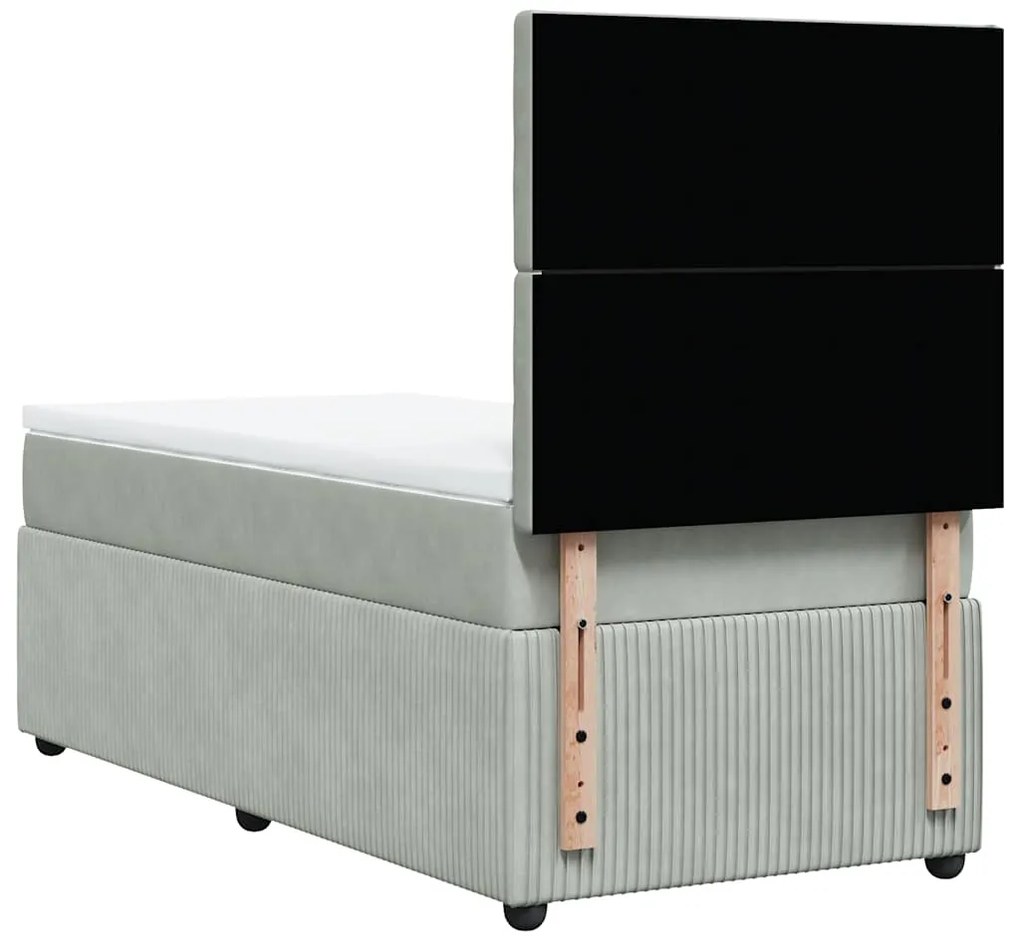 vidaXL Κρεβάτι Boxspring με Στρώμα Ανοιχτό Γκρι 80x200 εκ. Βελούδινο