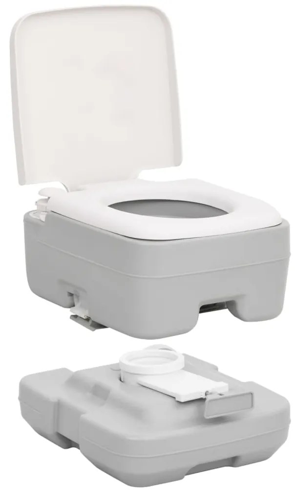 vidaXL Τουαλέτα Κάμπινγκ Φορητή Γκρι και Λευκό 10 + 10 Λίτρα από HDPE