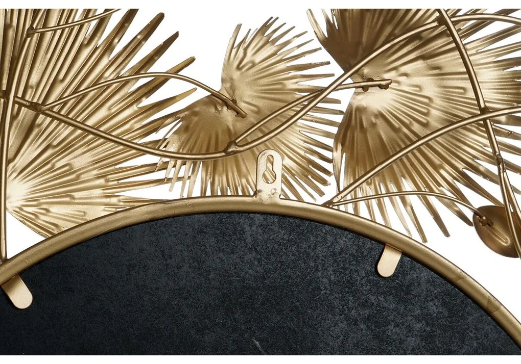 Τοίχο καθρέφτη DKD Home Decor Λευκό Χρυσό Φύλλο φυτού 93 x 7 x 93 cm