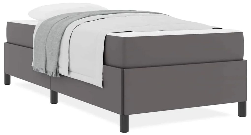 vidaXL Σκελετός κρεβατιού με στρώμα Γκρι 90 x 200 cm Τεχνητό δέρμα