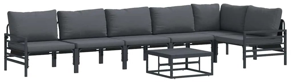 vidaXL Σετ Καναπέ Κήπου με μαξιλάρι 7 pcs Μαύρο Ατσάλι