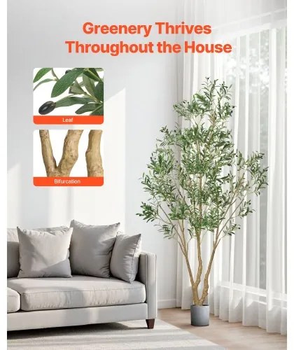 VEVOR 240cm Artificial Olive Tree Tall Fake Plant with Pot for Home Office