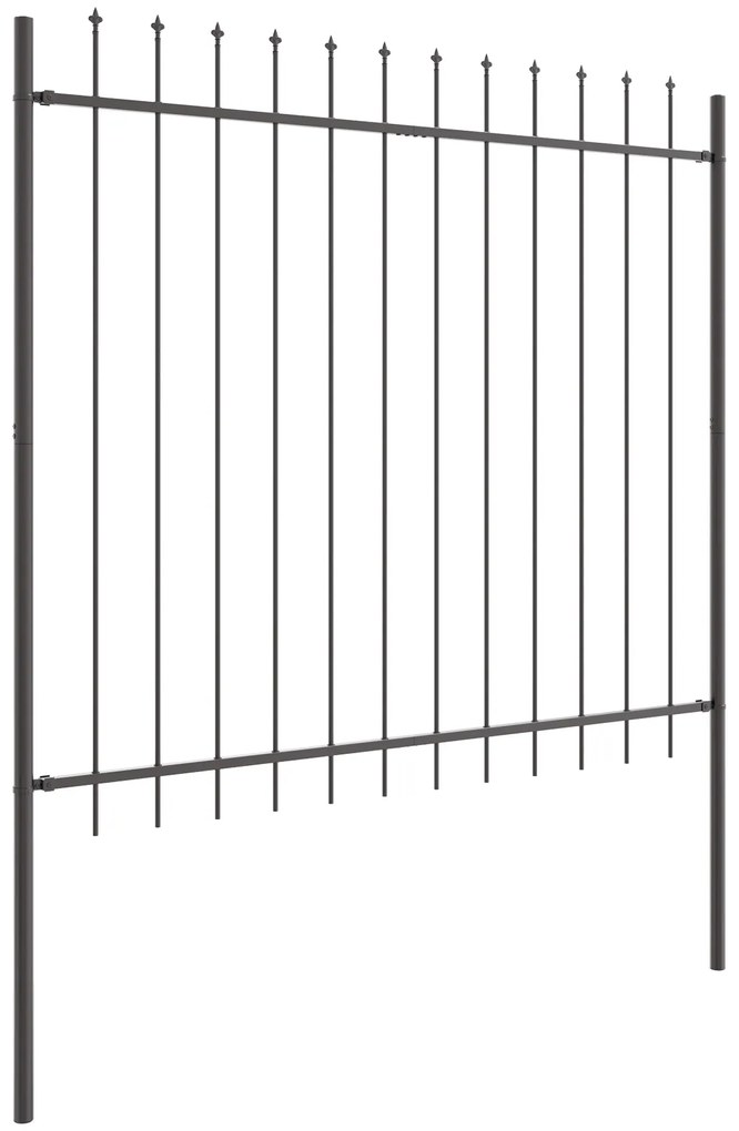 vidaXL Φράχτης κήπου  με αιχμητή κορυφή, Γκρι, 13,6x1,5 μ, Χάλυβας