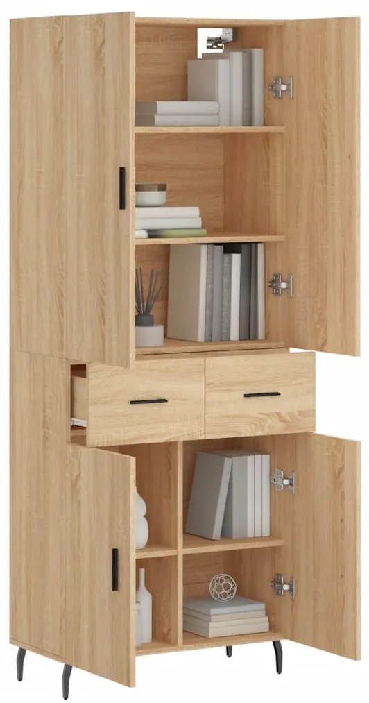 vidaXL Ντουλάπι Sonoma δρυς 69,5 x 34 x 180 εκ. από Επεξεργασμένο Ξύλο