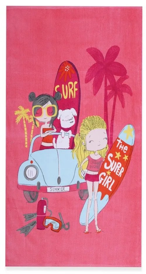 Πετσέτα Θαλάσσης Παιδική Surfer Girls Pink Nef-Nef Beach 70x120cm 100% Βαμβάκι