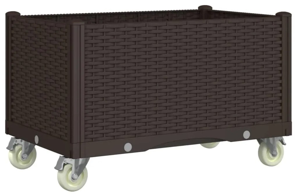 vidaXL Ζαρντινιέρα Κήπου με Ροδάκια Καφέ 80x50x54 εκ. Πολυπροπυλένιο