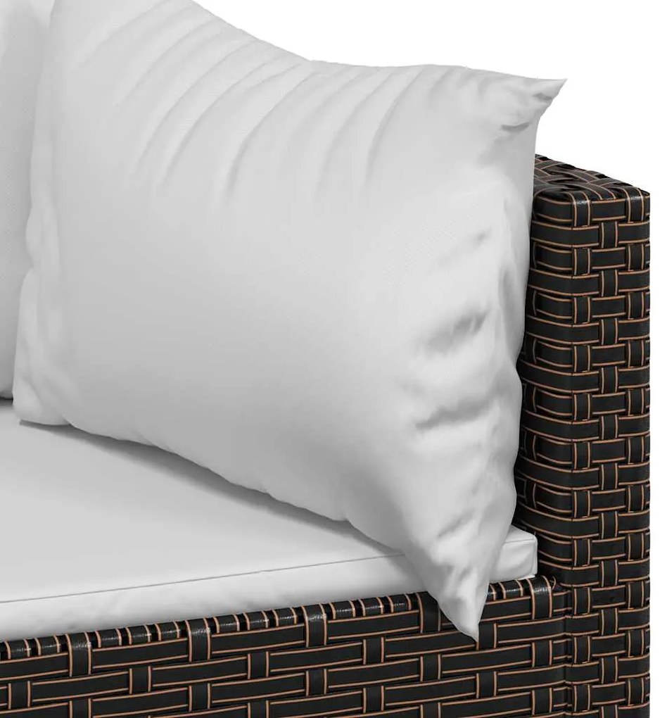 vidaXL Καναπέδες Κήπου Γωνιακοί με Μαξιλάρια 2 τεμ. Καφέ Συνθ. Ρατάν