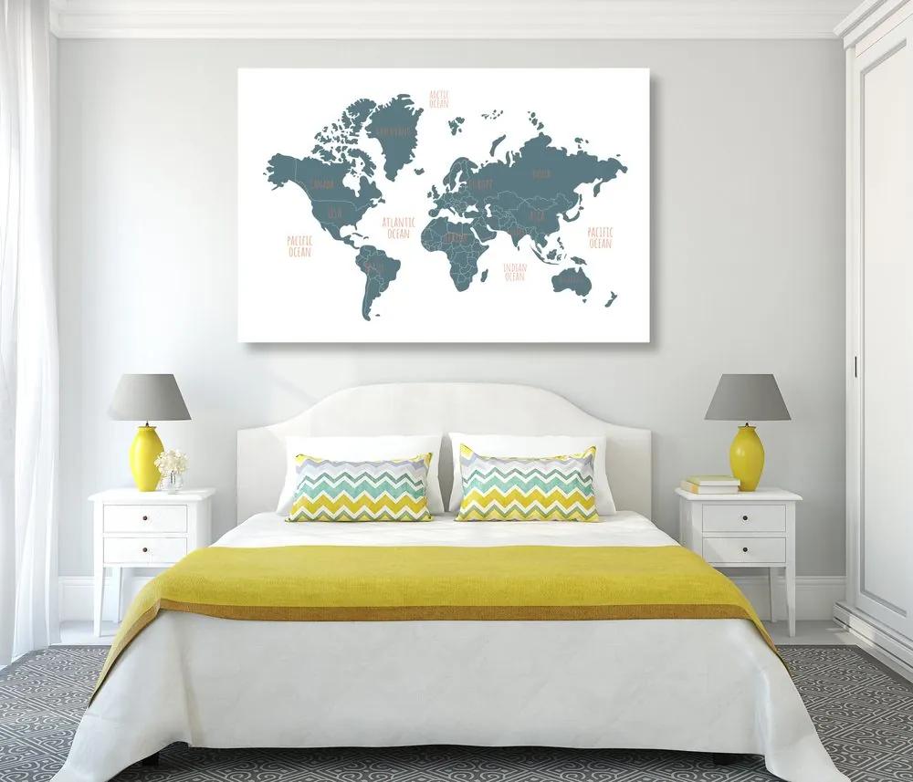Εικόνα στο φελλό ενός σύγχρονου παγκόσμιου χάρτη - 90x60