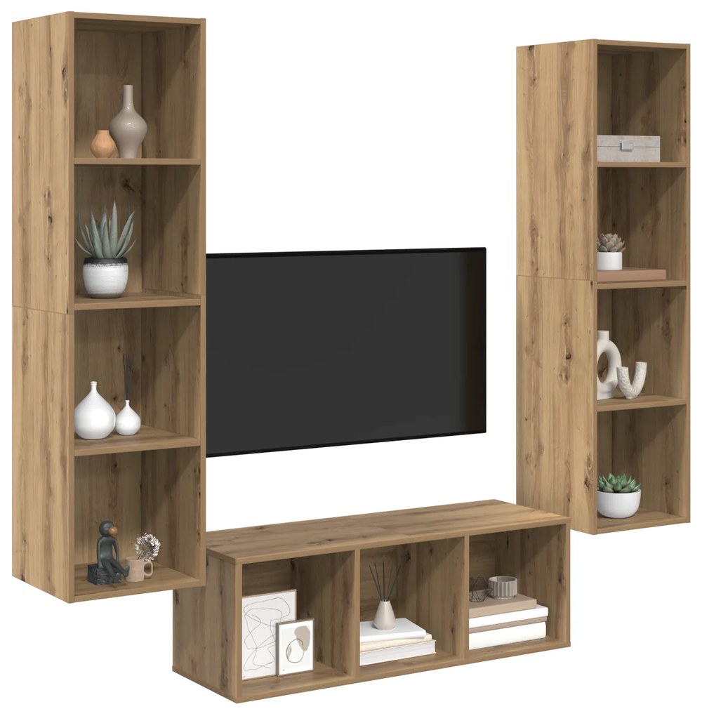 vidaXL Σετ Τηλεοπτικού Κάδου 3 pcs artisan δρυς 37 x 37 x 142.5 εκ