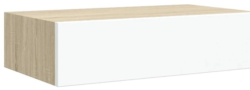 vidaXL Ράφια Τοίχου Συρτάρια 2 τεμ. Δρυς/Λευκό 40x23,5x10 εκ από MDF