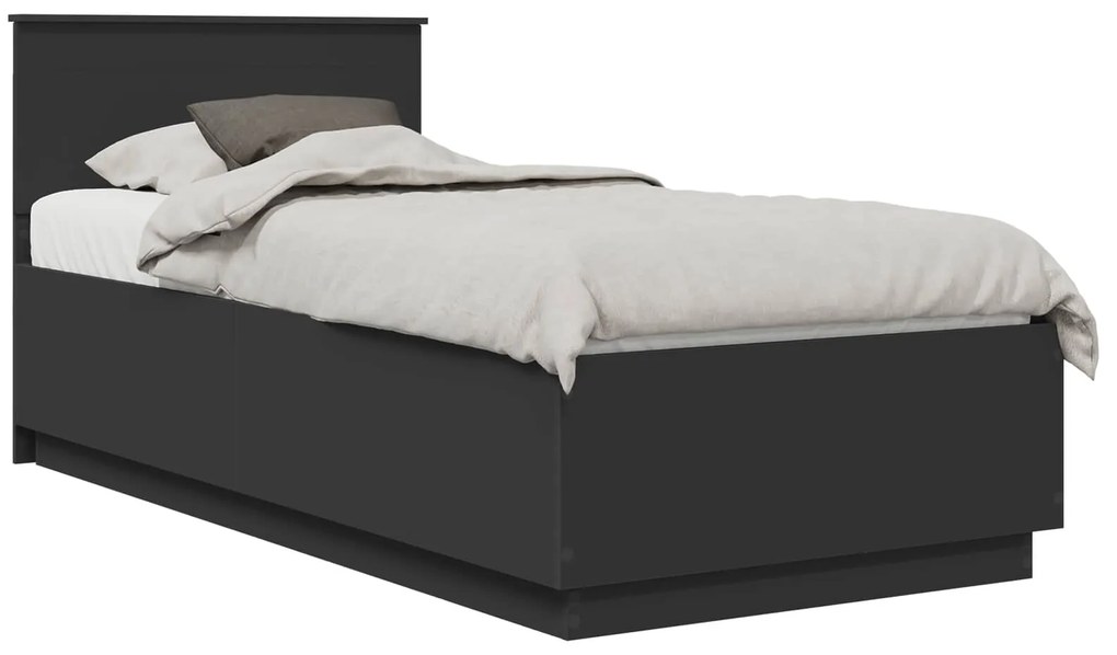 vidaXL Σκελετός Κρεβατιού Μαύρο 90 x 190 cm Επεξεργασμένο ξύλο