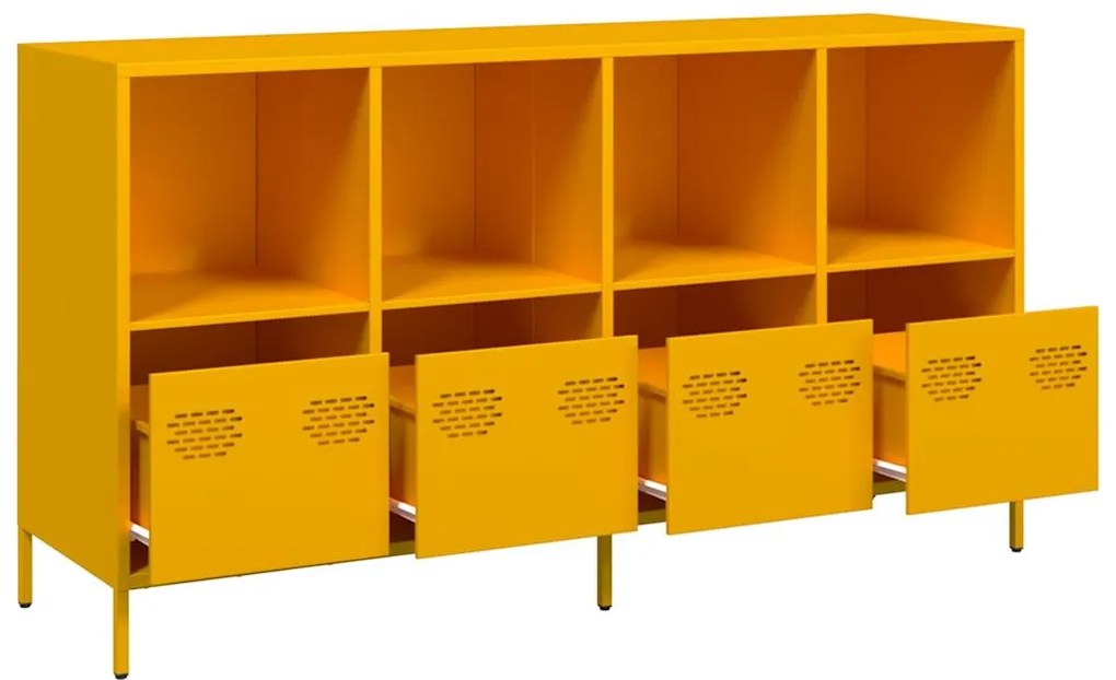 vidaXL Sideboard Μουστάρδα κίτρινη 135x39x73,5 cm Ψυχρής έλασης χάλυβα