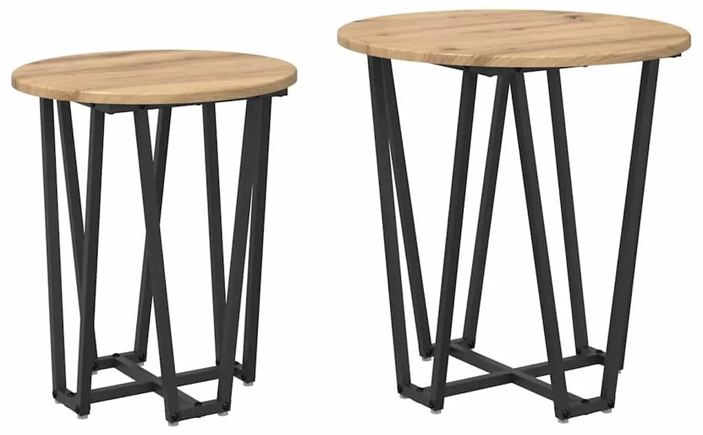 vidaXL Σετ βοηθητικά τραπεζάκια 2 pcs Δρυς Artisan και Μαύρο