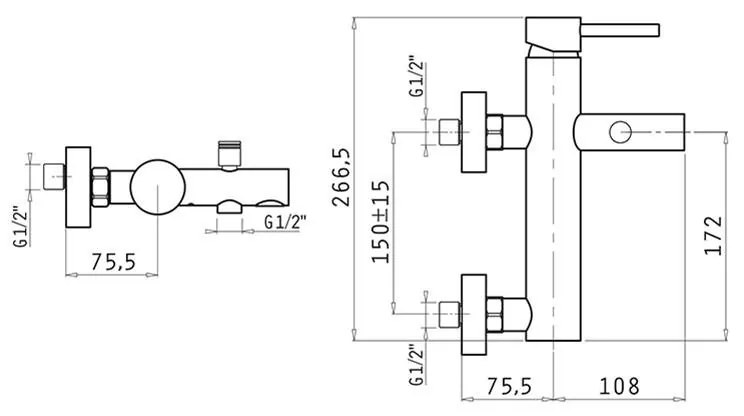 Μπαταρία μπάνιου Rota plus Χρωμέ 26.5x18.3x6 εκ.