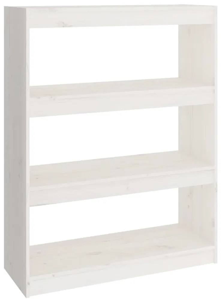 vidaXL Βιβλιοθήκη/Διαχωριστικό Χώρου Λευκή 80x30x103,5 εκ. Μασίφ Πεύκο