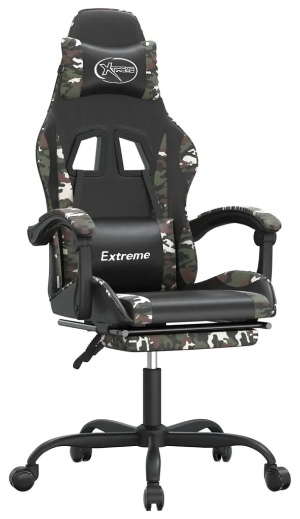 vidaXL Καρέκλα Gaming Μασάζ Υποπόδιο Μαύρο/Παραλλαγή Συνθετικό Δέρμα