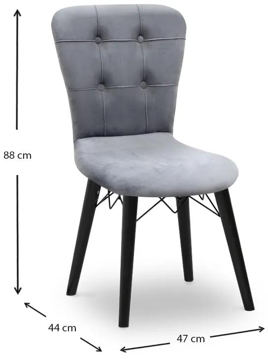 Καρέκλα τραπεζαρίας Palmira Megapap από βελούδο χρώμα γκρι - μαύρο πόδι 47x44x88εκ.