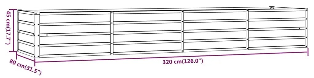 Ζαρντινιέρα Σκουριασμένο 320x80x45 εκ. Ατσάλι Σκληρυθέν Αέρα - Καφέ