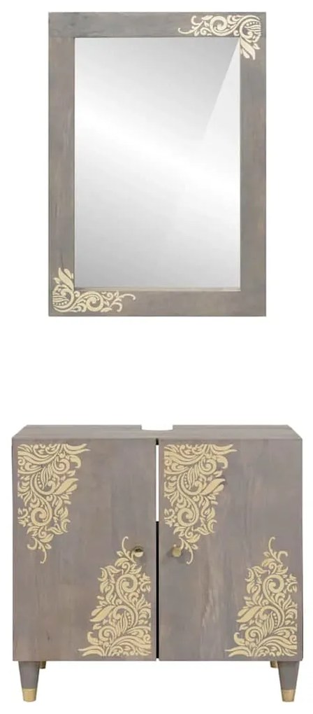 vidaXL Σετ Επίπλων Μπάνιου Επιτοίχιο 2 pcs Γκρι 62 x 33 x 58 εκ.