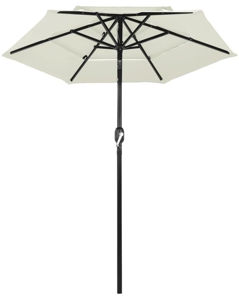 Ομπρέλα 3 Επιπέδων Χρώμα της Άμμου 2 μ. με Ιστό Αλουμινίου - Μπεζ