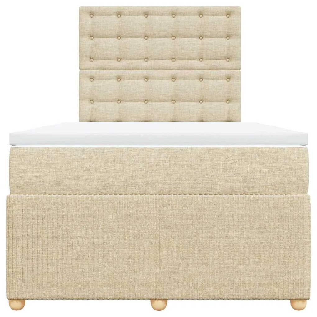 vidaXL Κρεβάτι Boxspring με Στρώμα Κρεμ 120x200 εκ. Υφασμάτινο