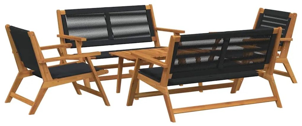 vidaXL Κήπου Καρέκλες με Τραπέζι 5 pcs Μαύρο 90 x 45 x 40 cm