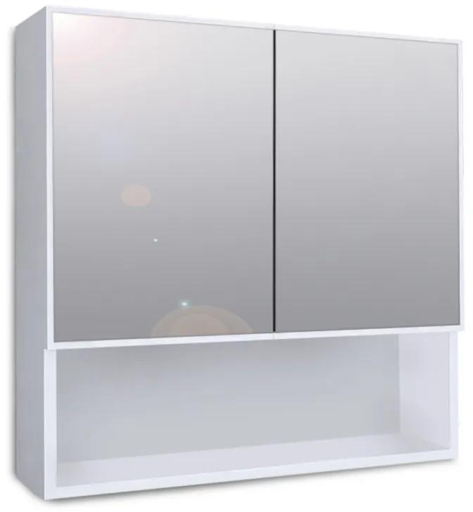 Καθρέπτης μπάνιου με ντουλάπι Minore Megapap από μελαμίνη χρώμα λευκό 70x17x70εκ. - 0213513