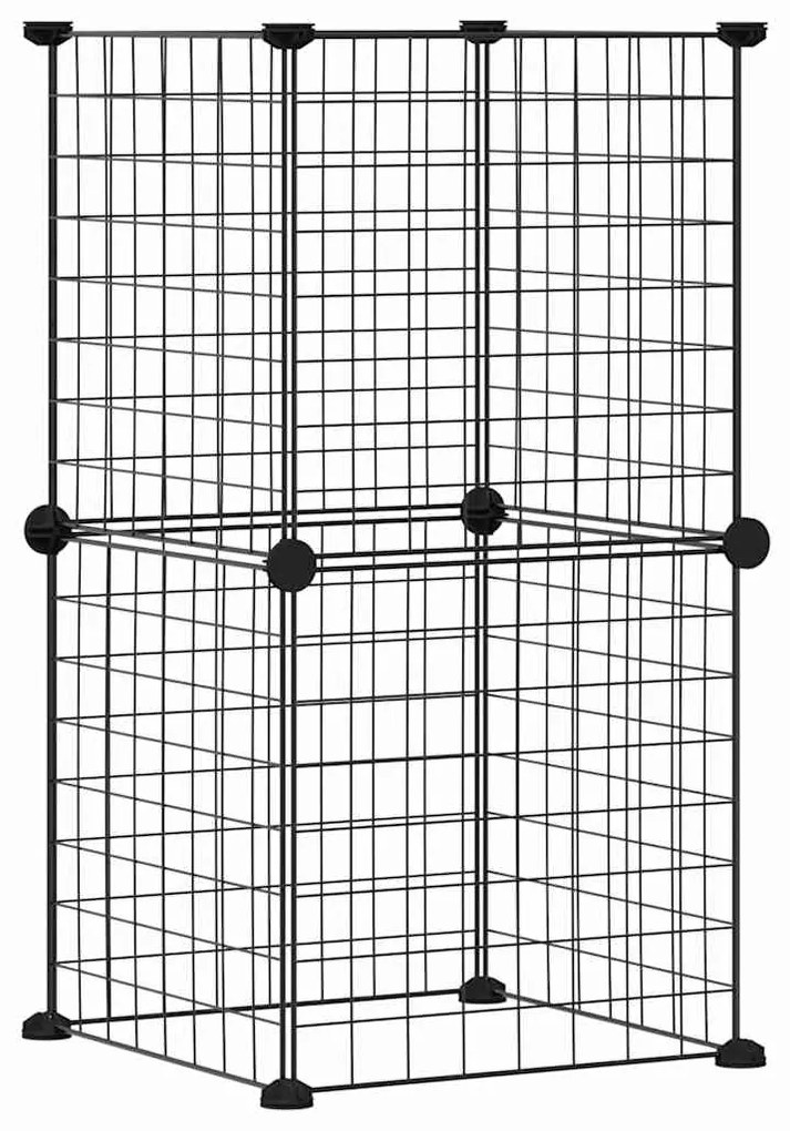 vidaXL Κλουβί για Κατοικίδια με 8 Πάνελ Μαύρο 35 x 35 εκ. Ατσάλινο