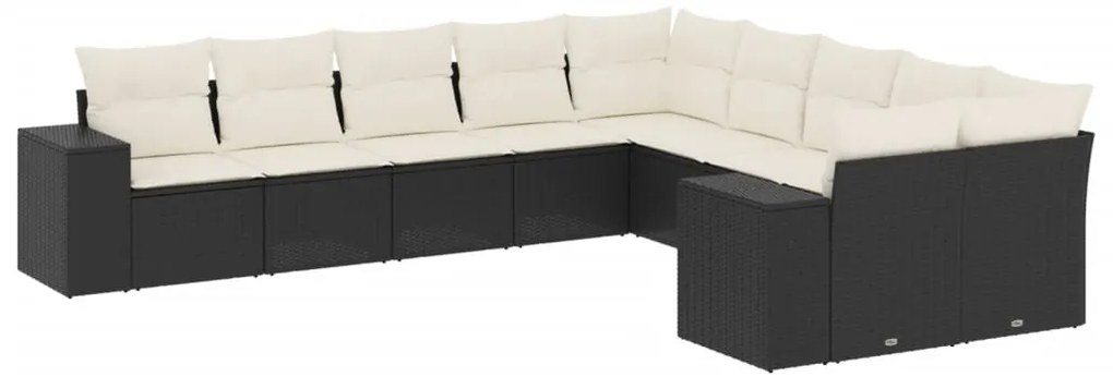 vidaXL Σαλόνι Κήπου Σετ 10 Τεμαχίων Μαύρο Συνθετικό Ρατάν με Μαξιλάρια