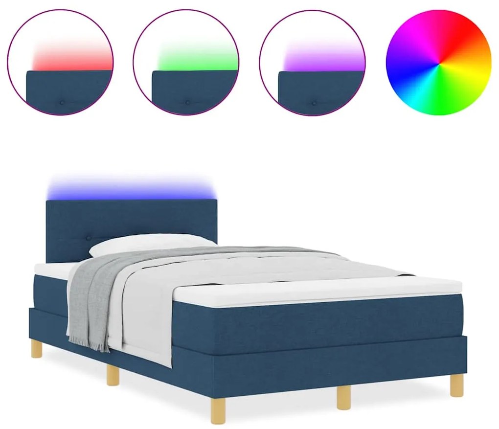 vidaXL Κρεβάτι με ελατήρια με στρώμα Μπλε 120 x 190 cm ύφασμα