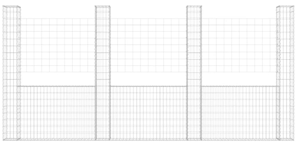 Συρματοκιβώτιο σε U Σχήμα με 5 Στύλους 500x20x200 εκ Σιδερένιο - Ασήμι