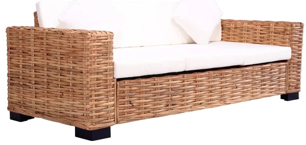 vidaXL Σετ Καναπέδων Κήπου 2 Τεμαχίων από Γνήσιο Ρατάν με Μαξιλάρια