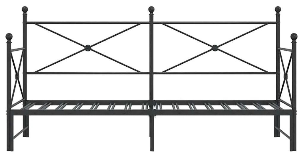vidaXL Κρεβάτι ημέρας με καρότσα χωρίς στρώμα Μαύρο 90x190 cm Ατσάλι