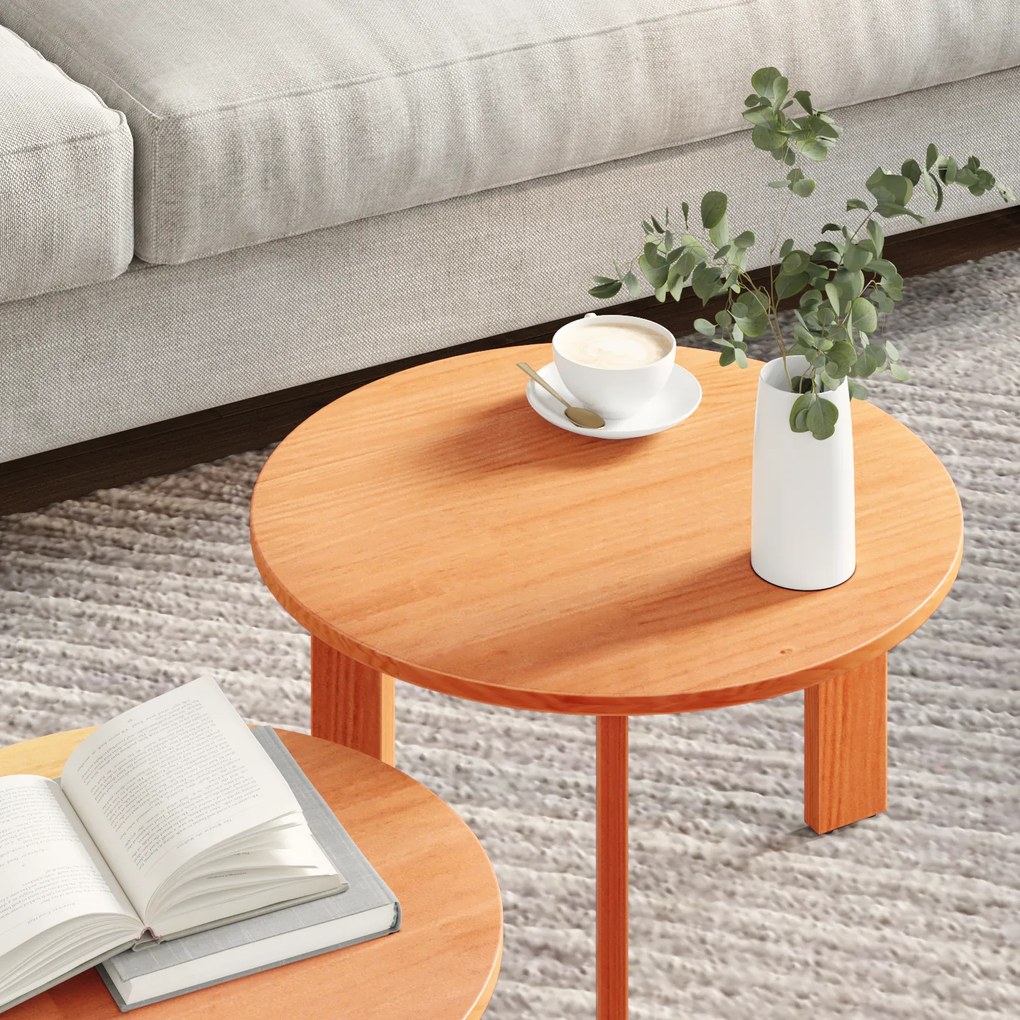 vidaXL Σετ Τραπεζιού Για Καφέ 2 pcs Καφέ κεριού 47.5 x 47.5 x 27 εκ.