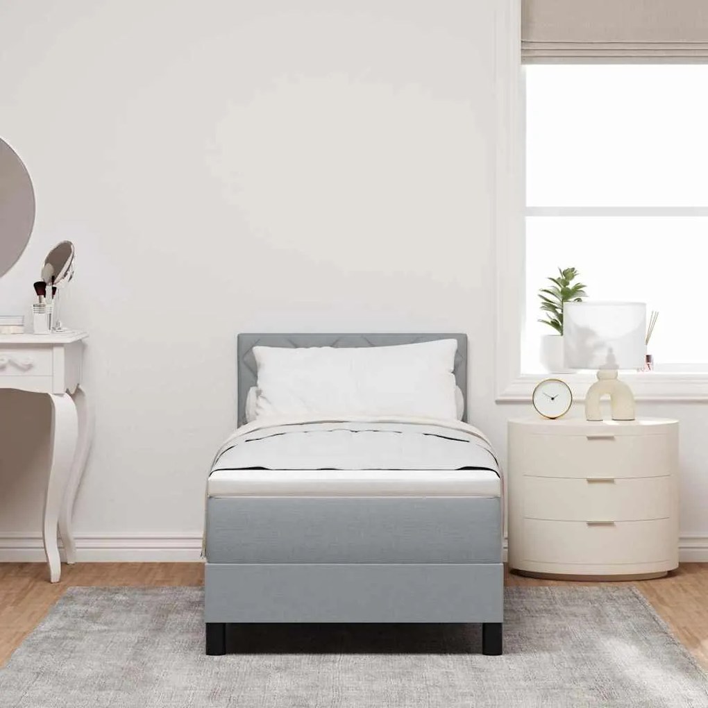 vidaXL Κρεβάτι box spring με στρώμα Ανοιχτό γκρι 80 x 200 cm ύφασμα