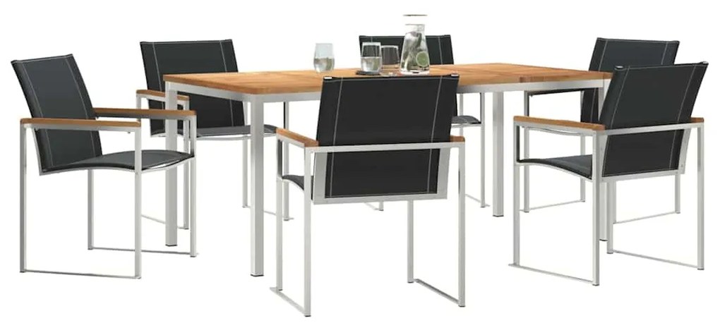 vidaXL Σέτ φαγητού για κήπο 7 pcs Σταθερό Ξύλο Ακακίας