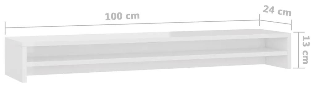 vidaXL Βάση Οθονών Γυαλιστερό Λευκό 100 x 24 x 13 εκ. από Μοριοσανίδα