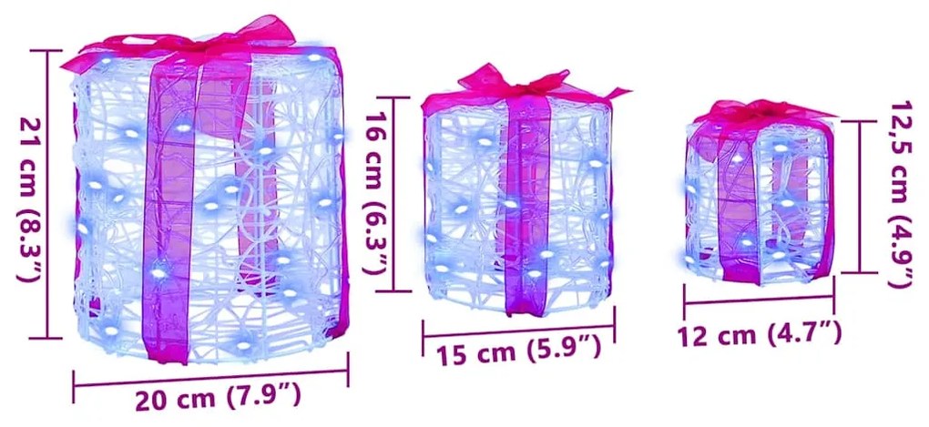 vidaXL Διακόσμηση Κουτιού Δώρου 3 pcs Μπλε 20 x 20 x 21 εκ Ακρυλικό