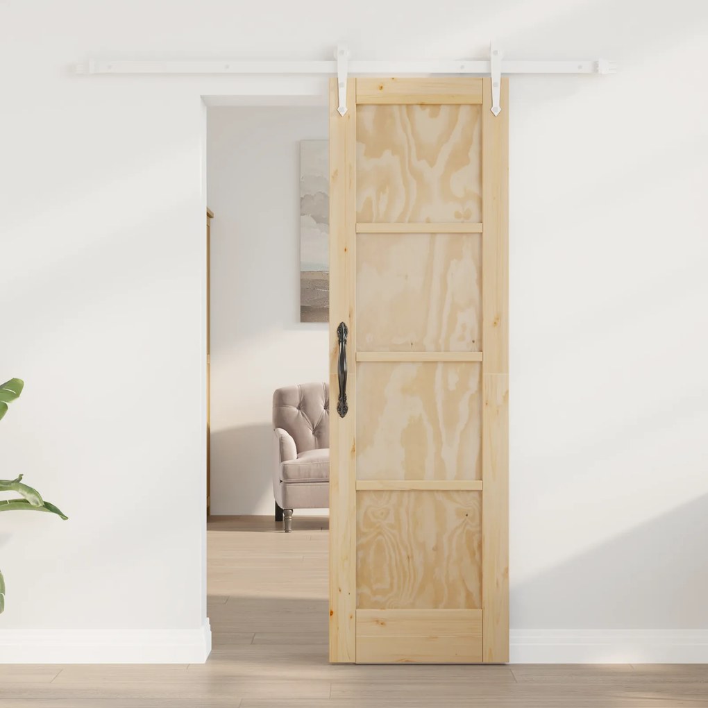 vidaXL Συρόμενη Πόρτα με Σετ Εξαρτημάτων 61x198,5 εκ. Μασίφ Ξύλο Πεύκου