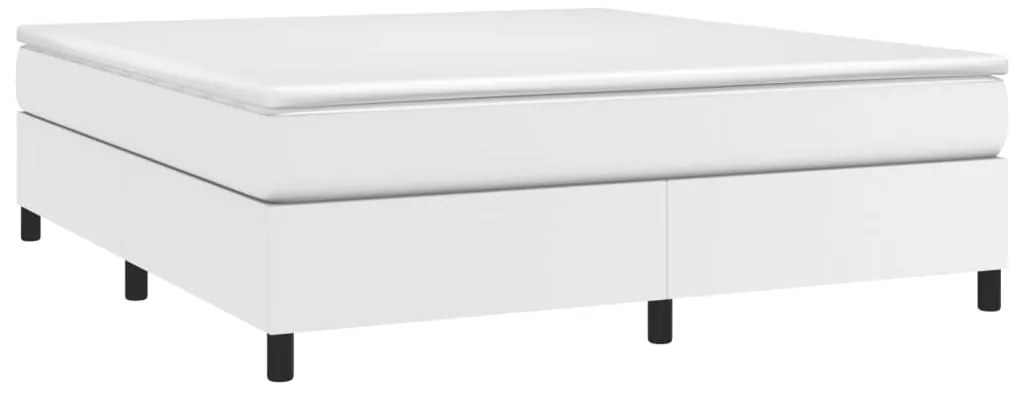 vidaXL Κρεβάτι Boxspring με Στρώμα Λευκό 180x200 εκ. Συνθετικό Δέρμα