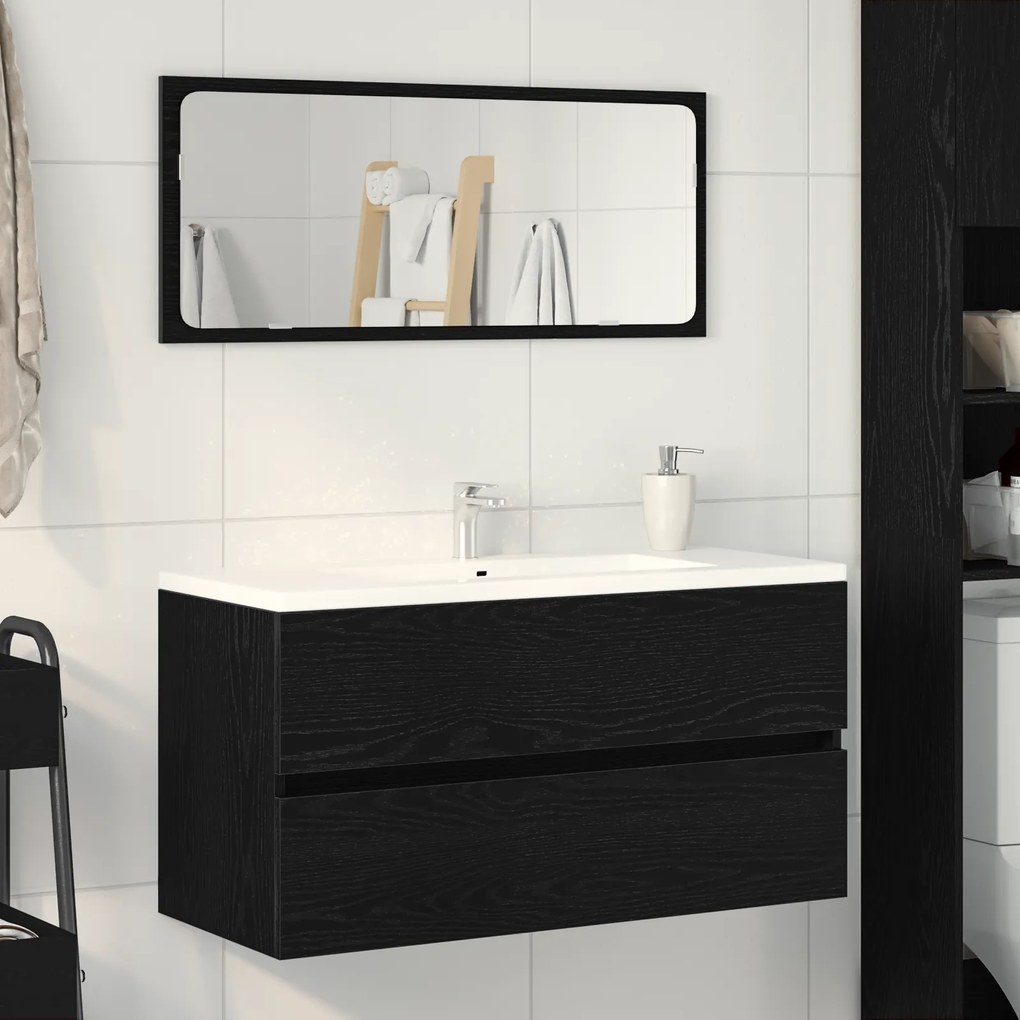 vidaXL Ντουλάπι Νιπτήρα Μαύρη Δρυς 90x38,5x45 εκ. Επεξεργασμένο Ξύλο