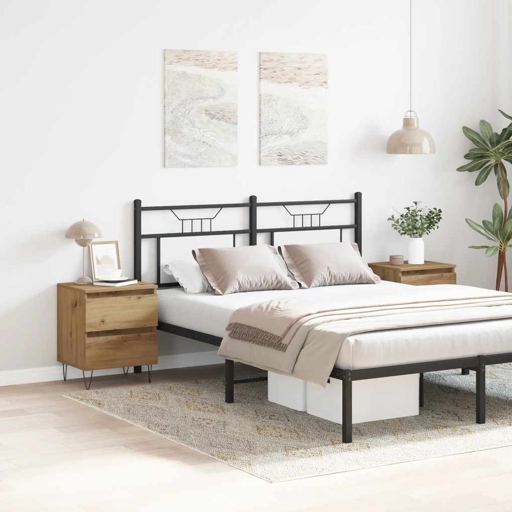 vidaXL Κομοδίνα 2 τεμ Ξύλο Δρυός 40x35x50 εκ Μηχανικά Ξύλα