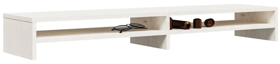 vidaXL Βάση Οθόνης Λευκή 100 x 24 x 13 εκ. από Μασίφ Ξύλο Πεύκου