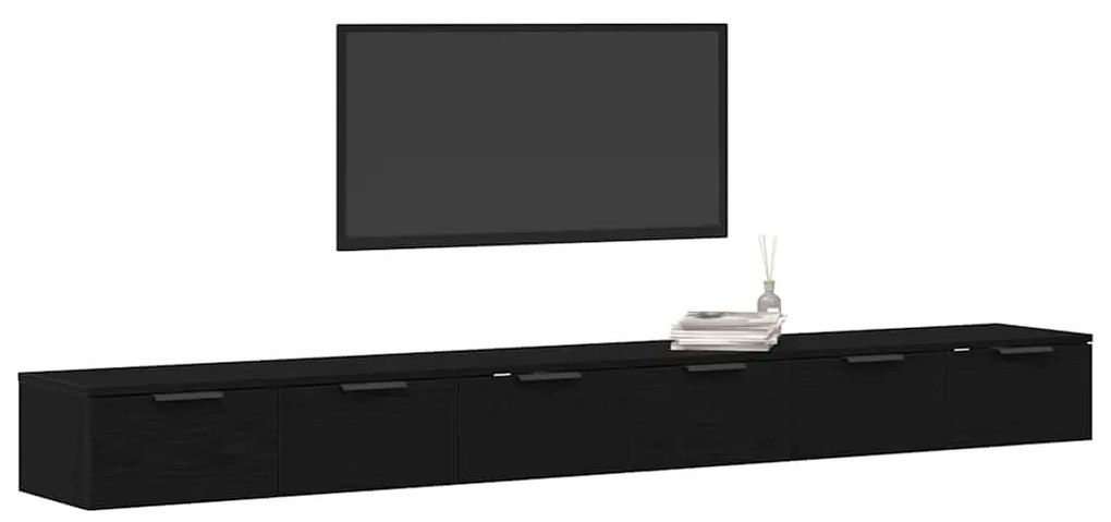 vidaXL Ντουλάπα Τοίχου με συρτάρι 2 pcs Μαύρη δρυς 102 x 30 x 20 εκ.