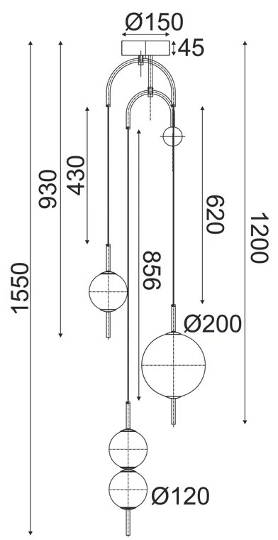 ΚΡΕΜΑΣΤΟ ΦΩΤΙΣΤΙΚΟ LED 19W 3000K 1950LM AMELIA ΜΑΥΡΟ ΜΕΤ/ΚΟ+ΛΕΥΚΟ ΓΥΑΛΙ D37XH150CM - TNK323LED19P - 1.5W - 20W - TNK323LED19P