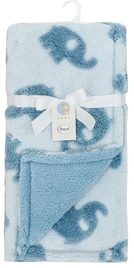 Κουβέρτα Βρεφική Sherpa Jacquard Elephant 08 Sky Blue DimCol Αγκαλιάς 75x100cm Πολυέστερ