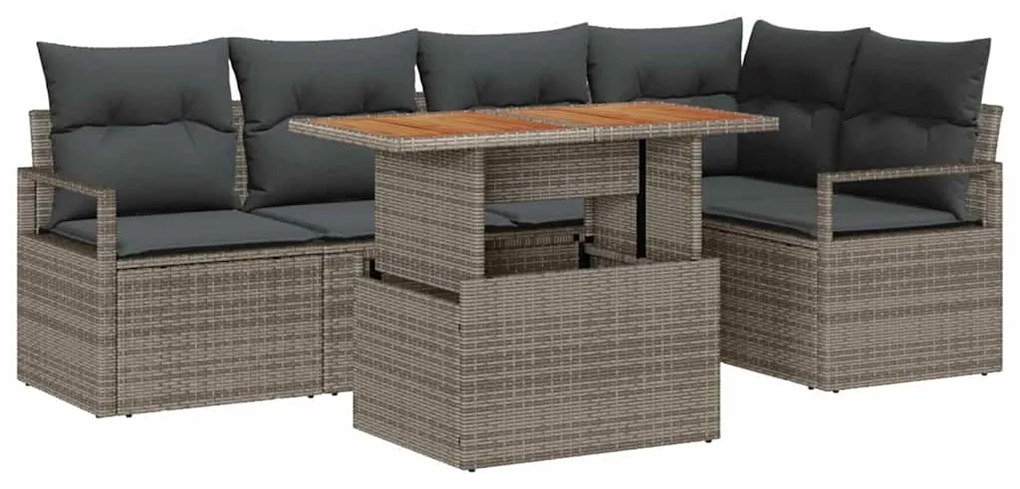 vidaXL Σετ καθιστικού κήπου 6 τεμαχίων από πολυ rattan σε γκρι χρώμα