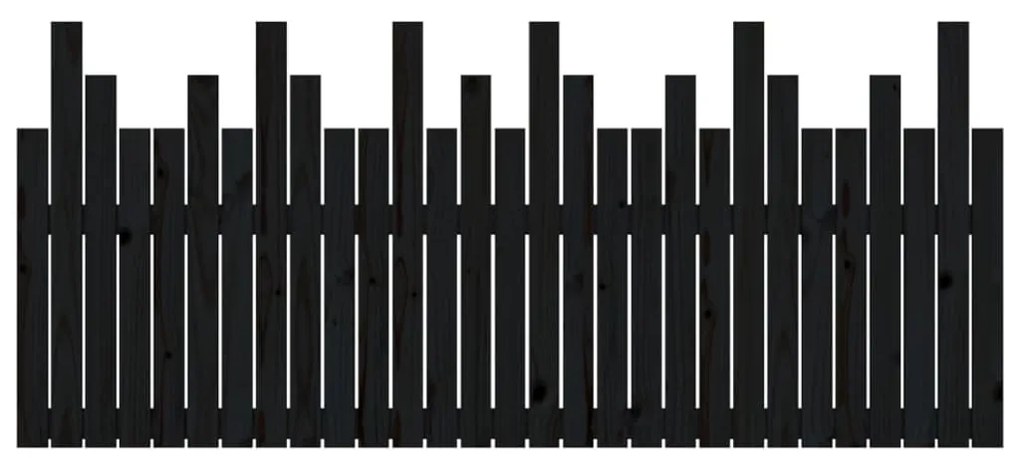 vidaXL Κεφαλάρι Τοίχου Μαύρο 185x3x80 εκ. από Μασίφ Ξύλο Πεύκου