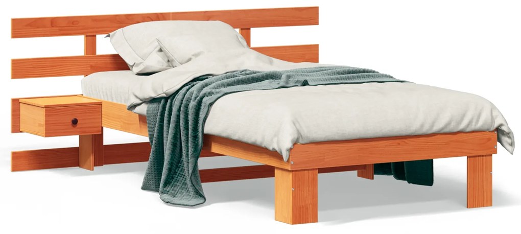 vidaXL Σκελετός Κρεβατιού Καφέ κεριού 90 x 190 cm Μασίφ ξύλο πεύκου