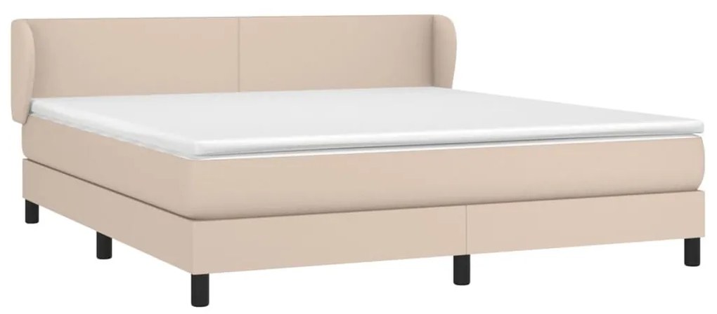 Κρεβάτι Boxspring με Στρώμα Καπουτσίνο 180x200 εκ. Συνθ. Δέρμα - Καφέ